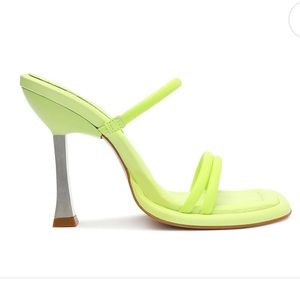 SCHUTZ AGATHA SANDAL LIME GREEN LEATHER